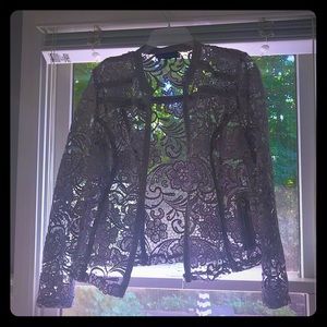 International Concepts Jacket- Gray Lace Pattern